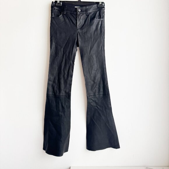 Alice and Olivia Flared Leather Jeans 0 - Picture 3 of 8